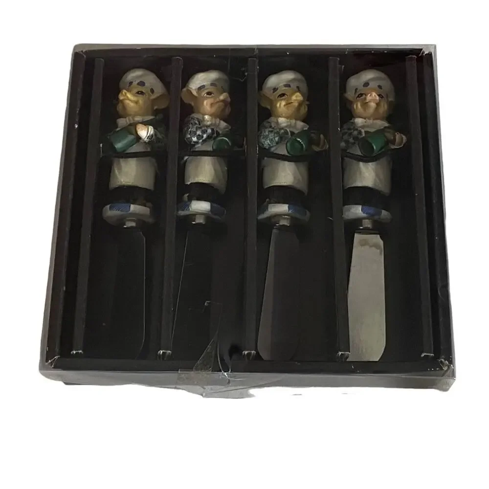 Department 56 Pig Chef Cheese Spreader Green Butter Knives Set of 4 Table Decor